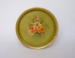 Reserved - Antique French Toleware Serving Tray With Hand - Painted Floral Decor