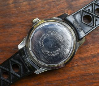 Vintage SHEFFIELD World Timer Diver Date Men ' s Watch Luminous Dial Hands 38mm 5