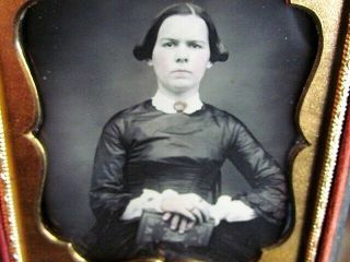 Victorian Woman Holding A Book Daguerreotype Photograph