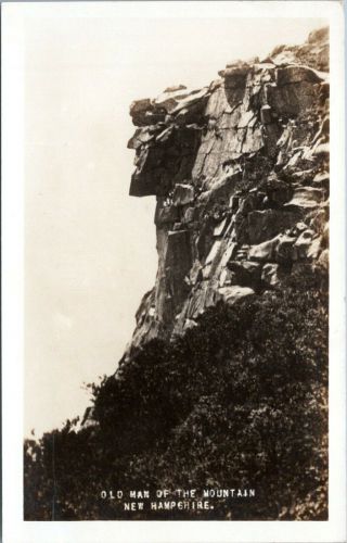 1930s Old Man Of The Mountain Hampshire Rppc Real Photo Postcard Ki