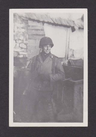 Ww2 Era Happy Smiling Soldier In Country Old/vintage Photo Snapshot - A221
