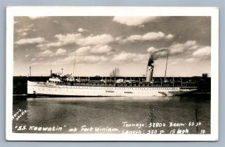 S.  S.  A Keewatin Ship At Fort William Vintage Real Photo Postcard Rppc