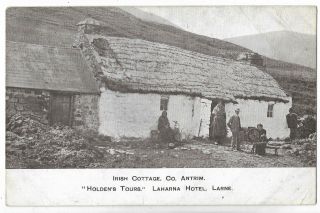 Ireland Co.  Antrim Irish Cottage Laharna Hotel Holdens Tours Vintage Postcard