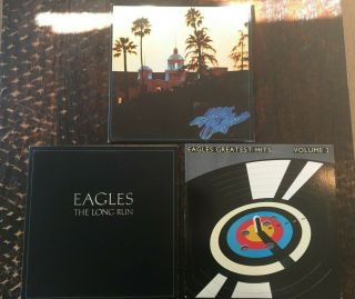 3 Eagles Records - Hotel California,  The Long Run,  And Greatest Hits Volume 2