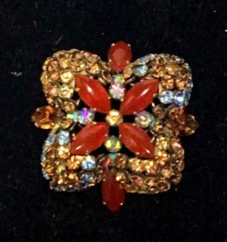 Gorgeous Vintage Schreiner Crystals Large Brooch Pin