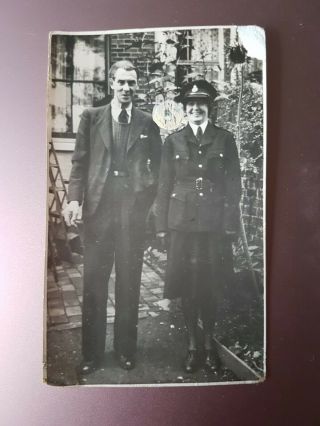 Ww2 Home Front,  Lady Police Officer,  Wpc & Friend.  Photo 12x8cm App 2