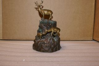 Vintage Dan Parker 1999 Bronze Statue Sculpture Urn Deer Family Rare