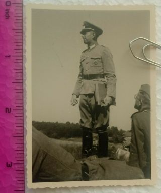 058 Ww2 Orig.  Photo German Officer Iron Cross Ribbon Ranks 2.  5 X 3.  5 Inch