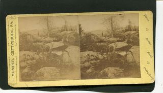 Early Stereo View Gettysburg Civil War Battlefield Pa By L.  Mumper Round Top