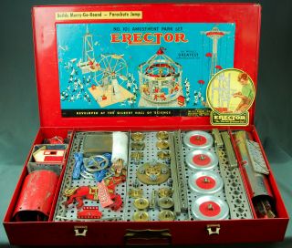 Vintage Gilbert Erector Set 10 1/2 Amusement Park Set Box Motor