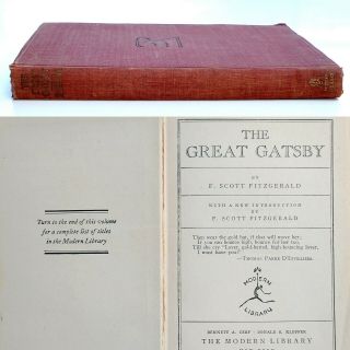 The Great Gatsby First Modern Library Edition 1934 Vtg Hc Book Classic Scribner