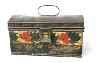 A Fine 19th C Ct Paint Decorated Toleware Dome Top Document Box Paint