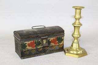 A FINE 19TH C CT PAINT DECORATED TOLEWARE DOME TOP DOCUMENT BOX PAINT 2