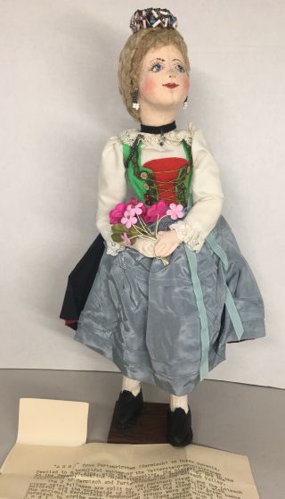 Vintage Ilse Ludecke German Cloth Doll “anni” 16 " Tall Rare Handmade 1940 