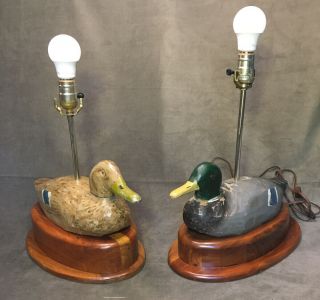 Vintage Wooden Duck Decoy Lamps - Cabin Decor - Hunting - Fishing - Man Cave