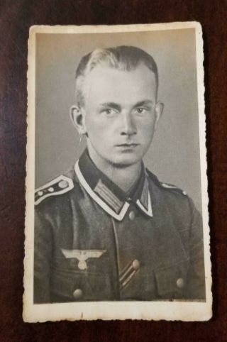 Ww2 Wwii German Army Military Soldiers Photo Photograph Postcard Ek2 Ribbon