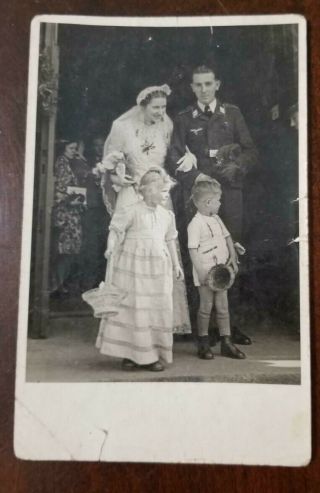 Ww2 Wwii German Luftwaffe Military Wedding Family Photo Photograph Postcard
