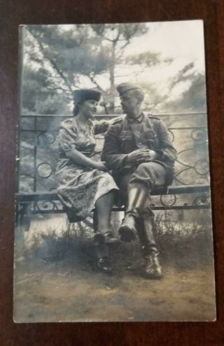 Ww2 Wwii German Army Military Soldier Sweethearts Photo Photograph Postcard 1941
