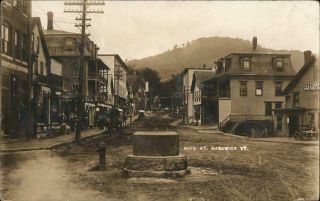 Rppc Hardwick,  Vt Main St.  Caledonia County Vermont Byron Miller Postcard Vintage