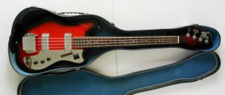 Vintage 60s Teisco,  Silvertone,  Norma Electric Bass Guitar With Case,  Exc
