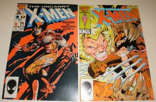 Uncanny X - Men 212,  213 Wolverine Vs Sabretooth Nm 9.  4 1986/87