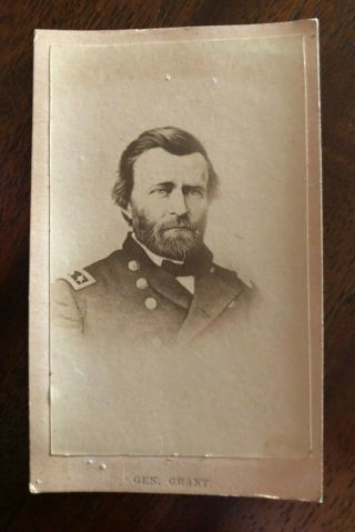 Civil War General Ulysses Grant Cdv Uniform Soldier Carte De Visite Vtg Photo