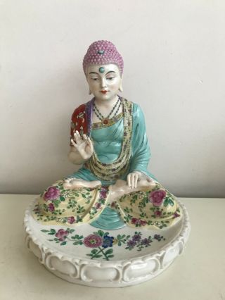 Passau Dressel Kister Antique German Hand Painted Porcelain Figure Of Buddha