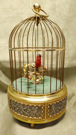 Vintage Karl Griesbaum Singing Bird Automaton Birdcage Music Box 3