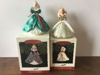 Set Of 2,  Hallmark Keepsake Ornament 1994 & 1995 Holiday Barbie Second In Series