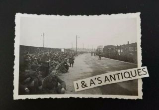 Vintage Wwii German Soldiers W/ Prisoners ? From A Train Photo World War 2