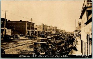 Vintage 1910s Winfield,  Kansas Rppc Photo Postcard " Main Street Looking North "