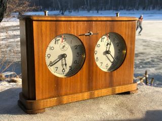 1957 Vintage Rare Wooden Chess Clock Ussr Soviet Tournament