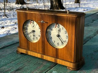 1957 Vintage Rare Wooden Chess Clock USSR Soviet Tournament 3