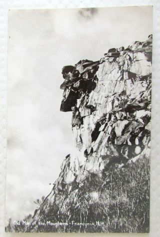 Vintage Rppc Real Photo Postcard Old Man Of The Mountain Franconia Nh