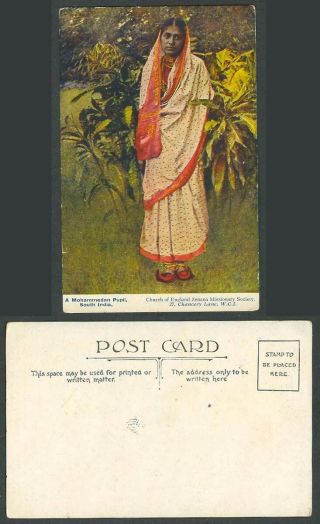 Indian Old Postcard Mohammedan Pupil Woman South India,  Church Of England Zenana