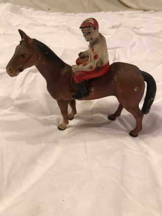 Antique Hubley Usa Cast Iron Horse Racing Jockey Man Toy Art Statue Paperweight