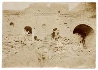 1900s China Gate At Great Wall W/ Foreign Soldiers & Chinese Photo War Damages