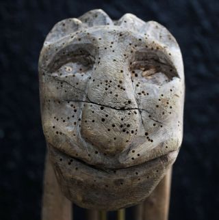 Antique Vintage Folk Art Primitive Hand Carved Articulated Wooden Lion Figure