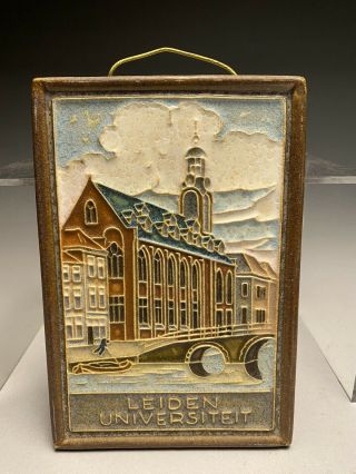 Vintage Delft Porceleyne Fles Cloisonne Type Tile Leiden Universiteit