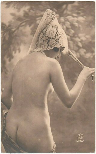 Nude Woman Wearing Mantilla 1910 - 20 