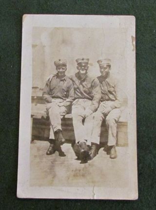 Ww I Era Real Photo Postcard Of Three U.  S.  Marines