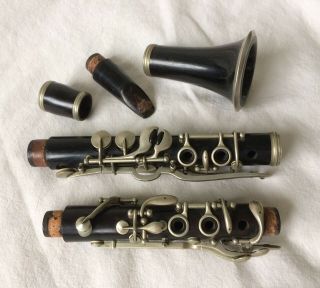 Vintage Made In France Eb (e - Flat) Soprano Albert System Wood Clarinet Low Pitch