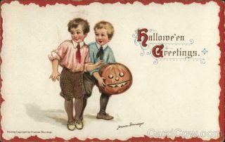 Frances Brundage Halloween Greetings Postcard Vintage Post Card