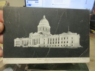 Vintage Old Postcard Arkansas Little Rock Night View Of State House Capitol
