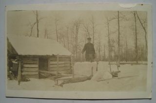 Loading Or Unloading Cut Ice Blocks; Shack Old 1904 - 20s Rppc Postcard; No Id