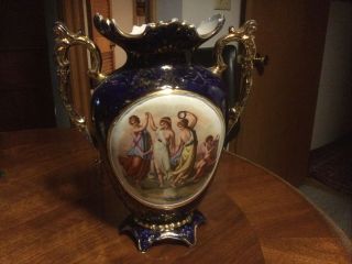 Antique Orig.  Stoke On Trent England Nymph Vase Cobalt Blue 1896 - 1912 10x13”tall