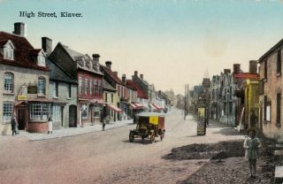 High Street With Old Motor Car,  Kinver,  Staffordshire : Postcard (c1910)