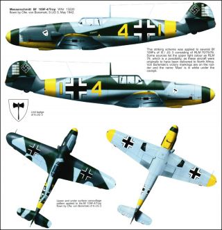 Ww2 German Luftwaffe Messerschmitt Bf 109 Colors Picture Poster