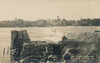 Oregon Il - The Dam Across Rock River From Old Mill Real Photo Postcard Rppc