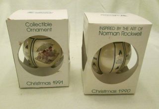 Norman Rockwell Christmas Ornaments - 1990,  1991 - Schmid